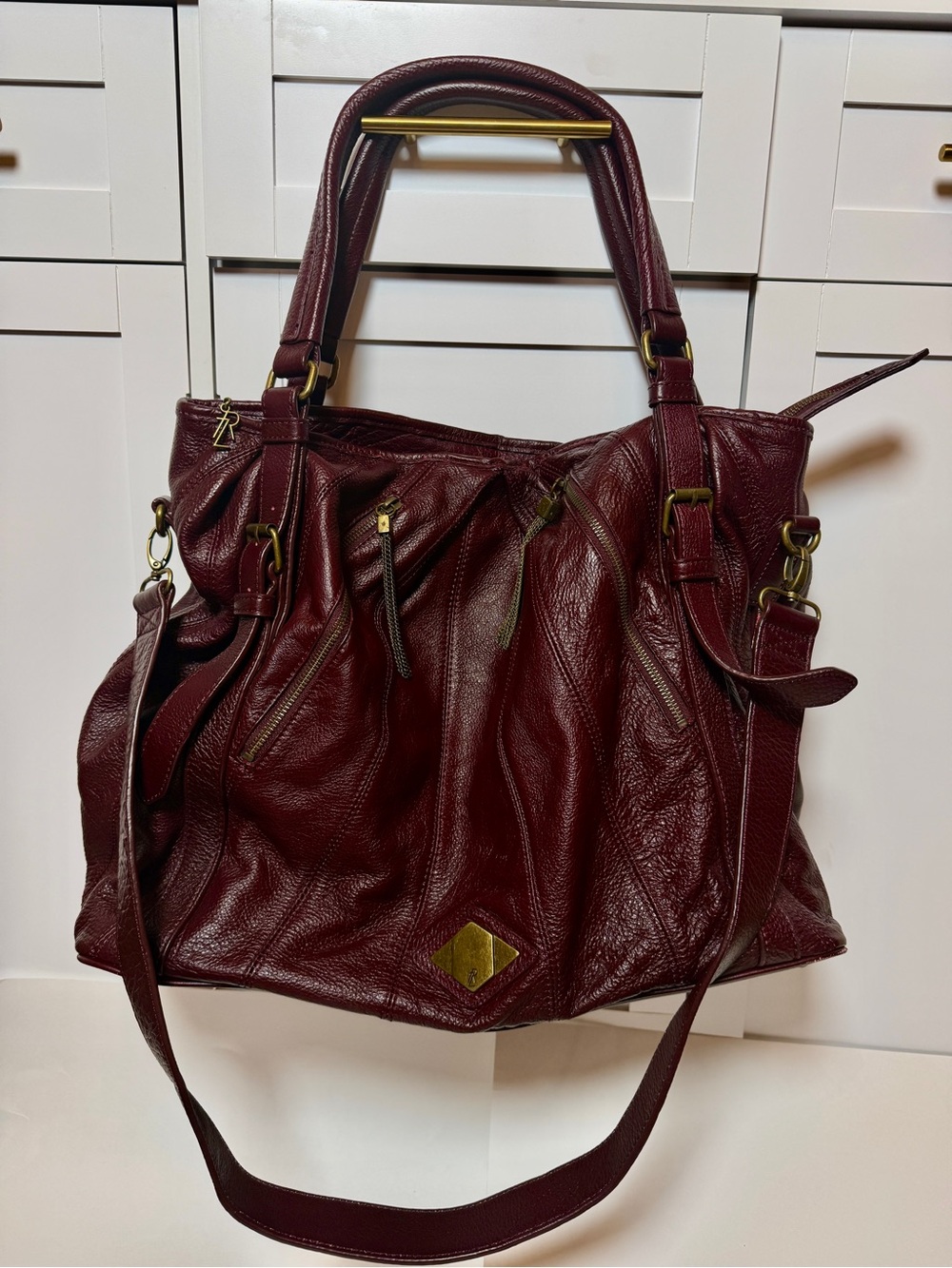 Rachel Zoe Burgundy Genuine Leather Slouchy Satchel Shoulder Bag Large 14”L 17”W